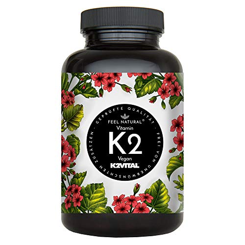 Vitamin K2 MK7 - 365 Kapseln. Hochdosiert mit 200µg (mcg) je Kapsel. Spitzenrohstoff K2VITAL® mit 99,7% All-Trans-MK7, Laborgeprüft, ohne Zusätze wie Magnesiumstearat. Vegan, in Deutschland produziert