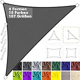 Sonnensegel Dreieckig Wasserdicht im Viele Größe und Farben, PES Polyester, Sonnenschutz 95% UV Schutz, Reißfest Wetterfest für Terrasse Garten Balkon- Anthrazit, 1.6x1.6x2.3m