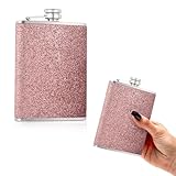 Flachmann Edelstahl 304 8 Oz mit Trichter - Auslaufsicher, Stilvoll und Tragbares Flaschen-Set für Männer und Frauen 240ml Hüftflasche mit Trichter, Edelstahl Whiskeyflasche(COLOR:Rosa)