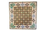 Backgammon | Schachbrett | Holz | Koffer | Handgefertigt | Handbemalt | 50 * 50 * 4 cm | Inklusive Koffer, Würfel & Steine | BGZW56A06