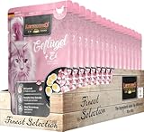 Leonardo Frischebeutel [16x85g Geflügel + Ei] | Getreidefreies Nassfutter für Katzen | Feuchtfutter Alleinfutter im Einzelportionsbeutel