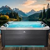 BRAST® Whirlpool MSpa Oslo & Oslo Plus XXL mit Fester Außenwand | 160x160x65cm - 180x180x65cm | LED-Beleuchtung 20 Farben | 6 Personen | 120-140 Massagedüsen | Ganzjähriger Einsatz Winterfest