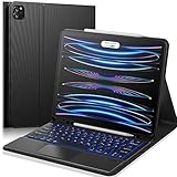 ipad 10 Generation Hülle mit Tastatur for iPad Air 11 Inch, iPad Pro 11 Case with Keyboard 2024, 7-Colour Lighting, 2 Bluetooth Channels, Wireless QWERTY Keyboard for iPad Air 5/4 10.9, iPad Pro 11