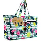 ISEYOU Strandtasche XXL Familie, Groß Strandtasche mit Reißverschluss Wasserdicht Sanddicht, Handtasche Umhängetasche Damen 45L, Faltbar Ultraleicht Badetasche für Urlaub Reisen Fitnessstudio Picknick