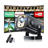 Mini Beamer 4K 1080P Projector Bluetooth5.2 WiFi 6 mit Android 11 Beamer 4k heimkino 180° Dreh Proyector mit HDMI für Android/PC/HDMI/USB,Schwarz