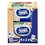 Tempo Feuchte Toilettentücher 'Sanft & Pflegend' - Megapack - 16 Packungen mit je 42 Tüchern - Duo Packs - mit natürlicher Kamille - Toilettenpapier, dermatologisch getestet & pH-hautneutral