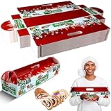 Cholemy 50 Stück Weihnachts-Schinkenbrotboxen, Behälter, 45,7 x 12,1 x 7,6 cm, Pappe, Backen, Brotbeutel, ohne Fenster, Bäckerei, Baguette-Tasche für Urlaub, Verpackung, Geschenk, mit Griff