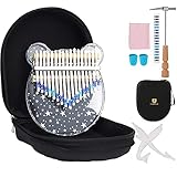 Kalimba 17 Tasten Daumenklavier, transparentes Marimba Acryl-Fingerklavier mit EVA-Tragetasche Stimmhammer Bedienungsanleitung und ständer,Musikalische Kalimba für Kinder Erwachsene Anfänger