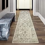 Teppich-Traum Orientteppich mit Pflanzen Verzierungen & Ornamenten in Creme Größe 80 x 300 cm
