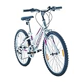Multibrand Probike Adventure 24 Zoll Mountainbike Shimano 18 Gang Mädchen-Fahrrad & Jungen-Fahrrad, geeignet ab 130-155 cm (Weiß Rosa)