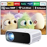 2025 Neuer HD Beamer, 18000 Lumen, 4K Unterstützung, WiFi und Bluetooth Beamer, Leistungsstarker tragbarer Beamer, Kompatibel mit iOS/Android/Laptop/HDMI/PC/TV Stick/USB (Schwarz)