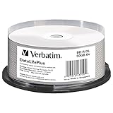 Verbatim BD-R DataLifePlus Blu-ray Rohlinge, 50 GB, Blu-ray-Disc mit 6-facher Schreibgeschwindigkeit, mit Kratzschutz, Blu-ray-Disks für Video- und Audiodateien, 25er-Pack Spindel