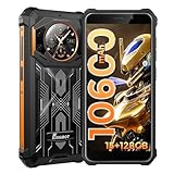 FOSSiBOT F101 Pro Outdoor Handy ohne Vertrag,15GB+128GB/1TB,10600mAh Akku,5,45'+1,32'' HD+ Dual Bildschirm,24MP Kamera, Android Smartphone Robustes IP68/69K,Dual SIM 4G,Face ID,OTG,NFC (Orange)