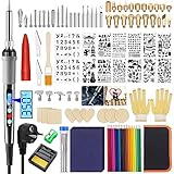 TWBEST 80W Brandmalerei Lötkolben Set,108pcs Brandmalerei Brandmalkolben Set,Lötkolben Kit Holzbrenner Set,LED Anzeige,Lötkolben Holz,Brandmalerei Lötkolben Set mit Buchstaben und Farbige Buntstifte