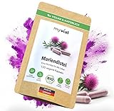 myvial® Bio Mariendistel Kapseln hochdosiert 120 Stück vegan ohne Zusätze plastikfrei verpackt - 400mg Mariendiestelkapseln aus dem Samen der Pflanze ohne Magnesiumstearat