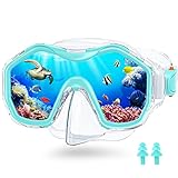 JEMULICE Taucherbrille Kinder, Schwimmbrille Kinder Schnorchelmaske für Jungen Mädchen, Tauchmaske mit Nasenabdeckung 180° Panorama HD Anti Nebel Anti-Leck Taucherbrille für Kinder 4-16 Jahre