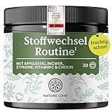 NATURE LOVE® Stoffwechsel Routine 150g – Stoffwechseldrink mit Apfelessig, Ingwer Shot & Zitrone – mit Vitamin C & Cholin – vegan, ohne unnötige Zusätze – in Deutschland produziert & laborgeprüft