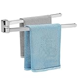 LPAMABA 42CM 2-armig Chrom Kratzfest Wand Handtuchhalter 180°Schwenkbar Handtuchstange Bad Hantuchhalterung Badetuchhalter Wandmontage Silber Handtuchhalter für Badezimmer Küche und Garderobe