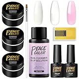 PEACECOLOR Aufbaugel für Gelnägel Set - Rosa Weiß Klar 3 Farben- UV Gel zur Nagelverlängerung und Modellage - Unterlack & Überlack - Slip Solution - 3er Set Gel Builder - Acrylgel für Nägel