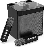 Karaoke Maschine,Bluetooth Karaoke Anlage mit 2 Mikrofonen, Lautsprecher Tragbares PA Anlage Karaoke Set Karaoke Mikrofon mit USB/TF-Karte/AUX,für Heimparty,Hochzeit,Kirche,Picknick,Outdoor (Schwarz)