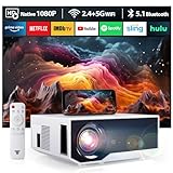 ZDK Neuer Beamer 2024 4K-Unterstützung Full HD 1080P 5G WiFi projektor mit 20000 Lumen für Heimkino kompatibel mit Smartphones/TV-Stick/PS5 /Switch Weiß