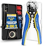 S&R Automatische Abisolierzange im 98-tlg Set 5-in-1, Kabel Entmanteler, Crimpzange, Cutter, mit 70 St isolierten Kabelschuhen Klemmen, 25 St Kabelbinder, 1 Isolierband, 1 Marker