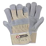 GUARD 5 - Leder Arbeitshandschuhe 5 Paar (Gr. 11 / XXL) - robuste Bau- und Gartenhandschuhe - Rindspaltleder