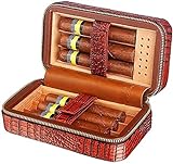 DMBDY Zigarren-Humidor, Zigarren-Humidor, Zigarrenetui, Reise-Humidor aus echtem Leder, mit Zedernholz ausgekleidet, mit Luftbefeuchter und herausnehmbaren Tabletts Times