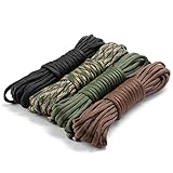 Paracord 4mm Set 7 Kern-Strängen 76ft multifunktionale Seile Nylon Armband Set Kinder Paracord 550 Schnur für Outdoor Sport DIY Hundehalsbänder (4 Farben)
