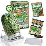 zengreens® Bio Sprossen Anzuchtset – Sprossenglas 1er, 2er oder 3er Set – Enthält Keimglas, Anzuchtschale und Sprossensamen – inkl. 50-seitigem Ratgeber und 10-teiligem Online Videokurs