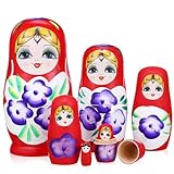 Toyvian Russische Nistpuppen, 7 Stück handgefertigte russische Stapelpuppen Holz Nistpuppen Matroschka-Puppen für Kinder Geschenke Heimdekoration