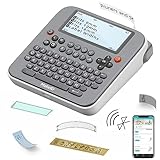 Makeid E1 Beschriftungsgerät Bluetooth Mini Etikettendrucker Handgerät Etikettiergerät selbstklebend mit QWERTY Tastatur 4 Zeilen Label Maker Ideal für Büro