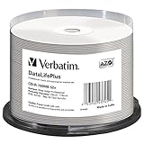 Verbatim CD-R AZO Wide Inkjet Printable 700 MB, 50er Pack Spindel, CD Rohlinge, 52-fache Brenngeschwindigkeit mit langer Lebensdauer, leere CDs bedruckbar, Audio CD Rohling