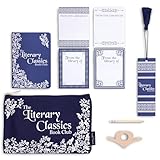 Steel Mill & Co Reading Kit Set with Book Journal, Pencil, Book Holder, Customizable Labels, Bookmark and Zipper Canvas Pouch (Literary Classics)