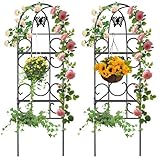 Amagabeli 2er Set Garten Rankgitter Metall 152 x 46 cm Rostfreies Schwarzes Eisen Schmetterling Topfgemüse Blumen Terrasse Metallgitter Gitterplatten für Efeu Rosen Gurken Clematis-Unterstützungen