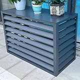 Aluminium-wärmepumpenschutz, Mini-split-klimaanlagen-abdeckung – Geräuschreduzierung, Wetterfest, Außengerät, Ständer, Regal, Pflanzennutzung(Size:100*50*70cm/40*20*28in,Color:Graues Flachdach)