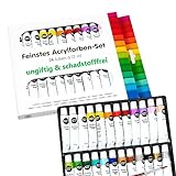 perfect ideaz - Acrylfarben Set - 24 x 12 ml inkl. Pinsel - Kreatives Farbspektakel - ungiftig – inspirierendes Malen für Kinder & Erwachsene - Professionelle Qualität
