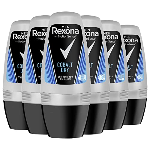 Rexona Men MotionSense Deo Roll-On Cobalt Dry Anti-Transpirant mit 48 Stunden Schutz gegen Körpergeruch und Achselnässe 50 ml 6 Stück