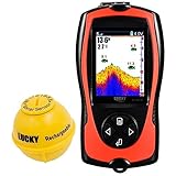 LUCKY Tragbarer Fischfinder Wandler Sonarsensor Wasser Tiefenmesser LCD Bildschirm Echolot Fischfinder zum Eisfischen Meeresangeln