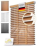 Sol Royal Holzjalousie 50 mm Lamellen extra breit – Fensterjalousie 100x180 cm Holzrollo einfache Montage Wand & Decke – Blickschutz Jalousie Fenster & Tür Massivholz Echtholz Rollo Eichenoptik – BE5