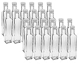 12 leere Glasflaschen Flaschen Maraska 250ml & ETIKETTEN zum Beschriften incl. Schraubverschluss Silber, Eckig, zum selbst Abfüllen Likörflasche Schnapsflasche