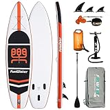 FunWater Aufblasbares Stand Up Paddle Board Surfbrett SUP Komplettes Paddleboard Zubehör Verstellbares Paddel, Pumpe, Reiserucksack, Sicherheitsleine. wasserdichte Handyhülle