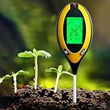 Generisch 4-in-1 Bodentest Messgerät, Digitales Bodenuntersuchungsinstrument, Präzisionsmessung von PH-Wert, Feuchtigkeit, Temperatur und Pflanzenlicht, für Garten, Farm, Rasen und Blumenpflanzen