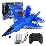 Henakmsl RC Flugzeug 2CH RC Flugzeug Spielzeug HW39 Fighter 2.4GHz Ferngesteuertes Flugzeug RTF für Anfänger, Kinder und Erwachsene F35 Flugzeug mit Nachtlichter USB Aufladung (Blau)