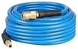 YOTOO Druckluftschlauch PVC 15 m lang 6 mm ID X 11 mm AD 300 PSI mit 1/4-Zoll-Deutschland-Schnellkupplungsanschlüssen und Biegebegrenzern, blau