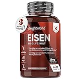 Eisen 28 mg - 400 vegane Eisentabletten für Immunsystem, Energie & Blutbildung (EFSA) - Gut verträgliches Eisenbisglycinat in jeder Tablette - Hohe Bioverfügbarkeit Iron Tablets von WeightWorld