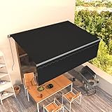 Markise Manuell Einziehbar mit Rollo, Balkonmarkise Sonnenmarkise Sonnenschutz Markise Kassettenmarkise Geeignet für Geschäfte Cafés Balkone Restaurants 4,5x3 m Anthrazit