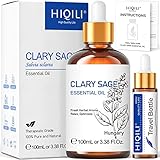 HIQILI salbeiöl 100ml, 100% Reines Natürliche Muskatellersalbei Ätherisches Öl, Aromatherapieöl für Diffuser, Luftbefeuchter, Haut, Entspannung- 3.38 FL Oz