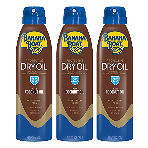 Banana Boat Sonnenschutzmittel Ultra Mist Schutzhülle Trocken-Öl breites Spektrum Sun Care Sonnencreme Spray, LSF 25, 6 Unze (Pack von 3)