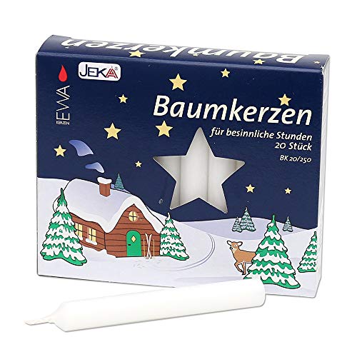 JEKA - Ebersbacher Kerzen 20er Set Baumkerzen weiß 13 x 13 x 105 cm